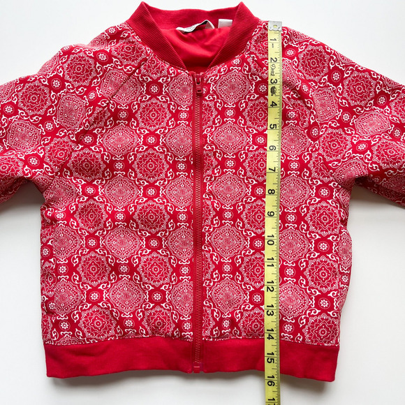 Janie and Jack x Juno Valentine Cherry Red Bandana Bomber Jacket Girls 6 Zip Up - Picture 5 of 8